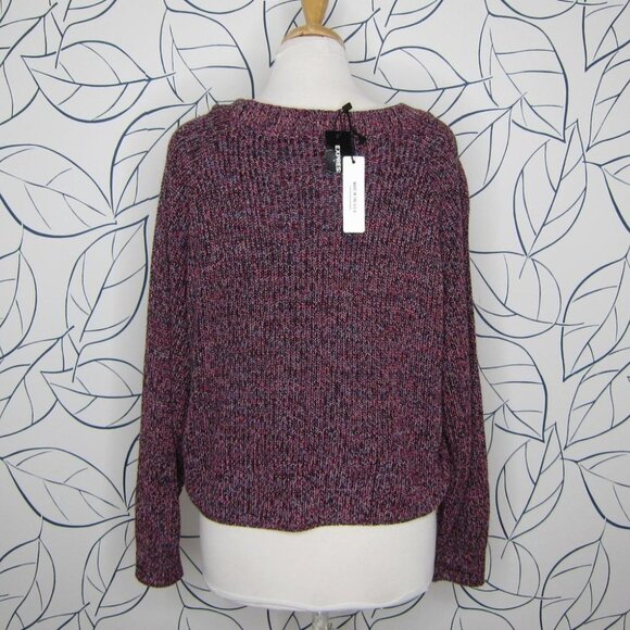 Express Purple Marled Pullover Cropped Sweater Women's Size L New! - Picture 4 of 8
